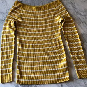 Old Navy Wide Neck Mustard Striped Sweater